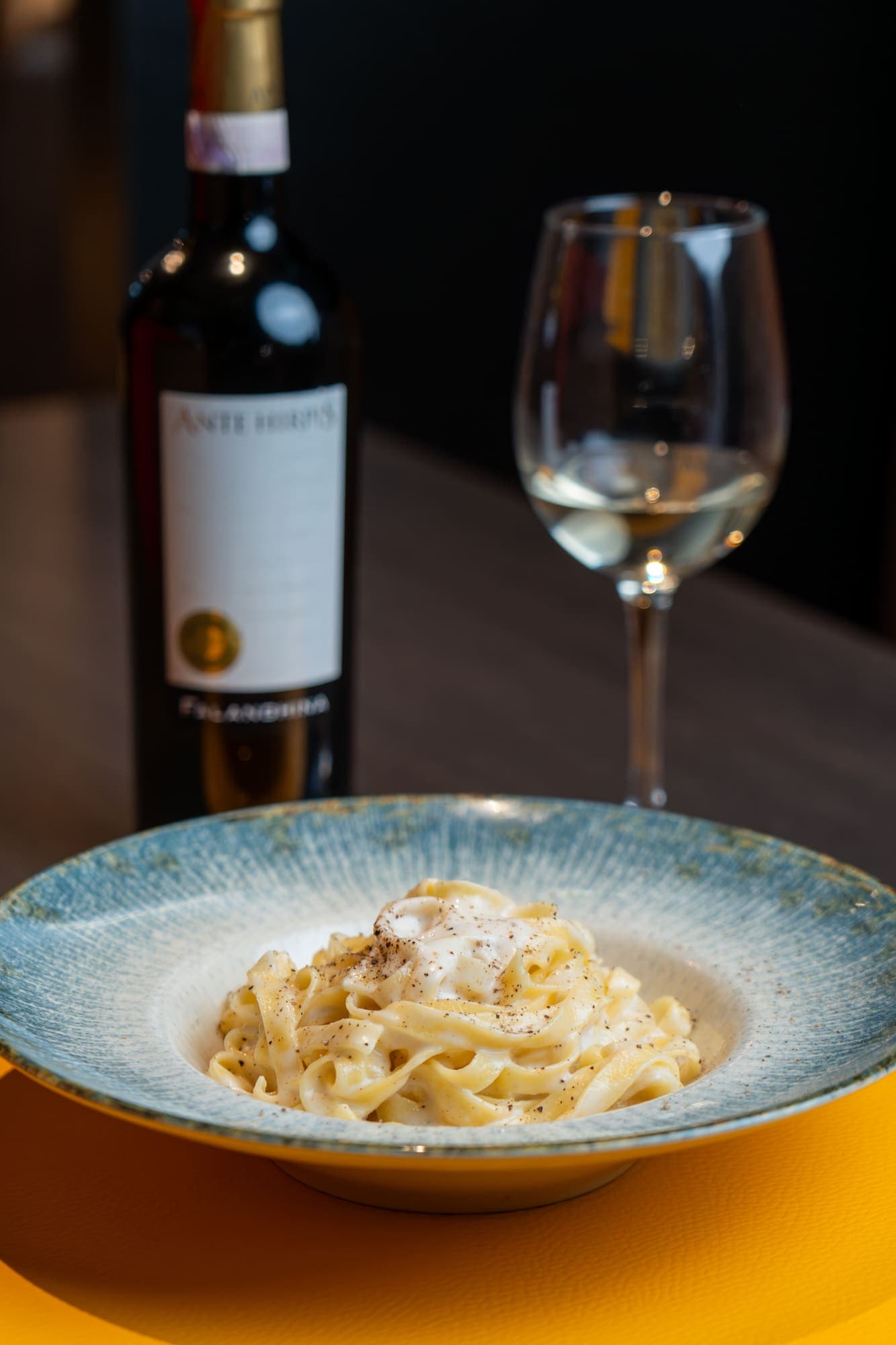Tagliatelle pasta in a pepper cream sauce, most dishes are also available gluten-free