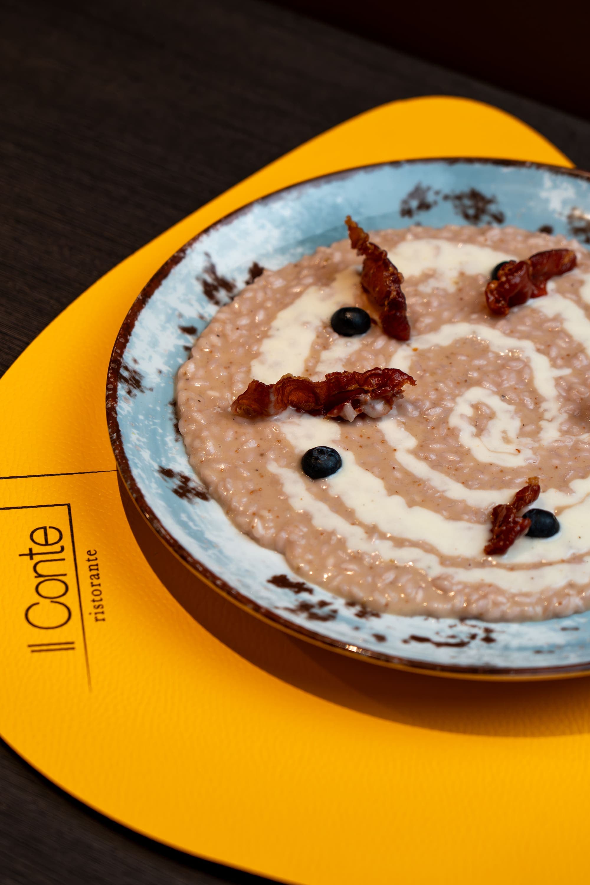 Risotto with cream and sun-dried tomatoes, a dish from Il Conte's menu